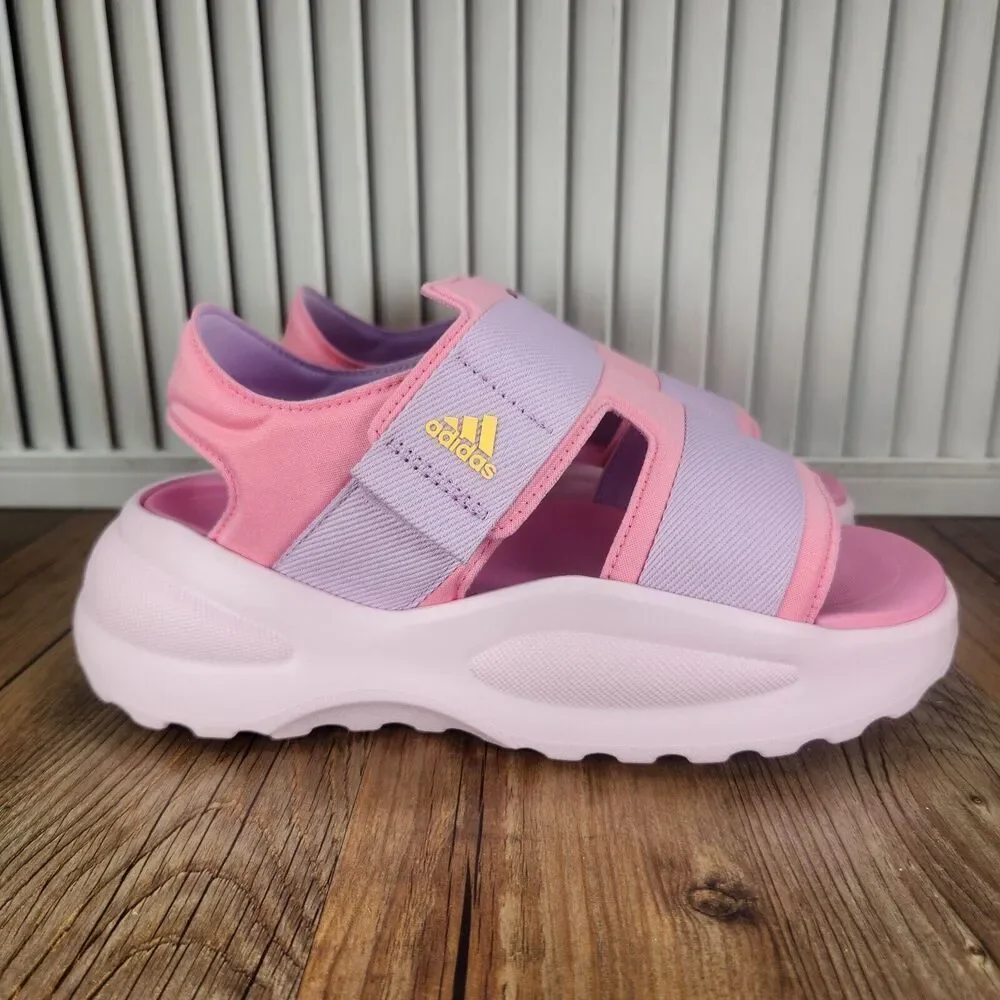Adidas Mehana Sandals Kids Sz 4 Pink Walking Slingback Adjustable Slides ID7908